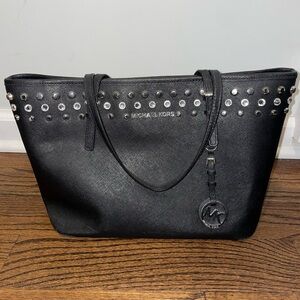 Michael Kors Black Studded Leather Tote